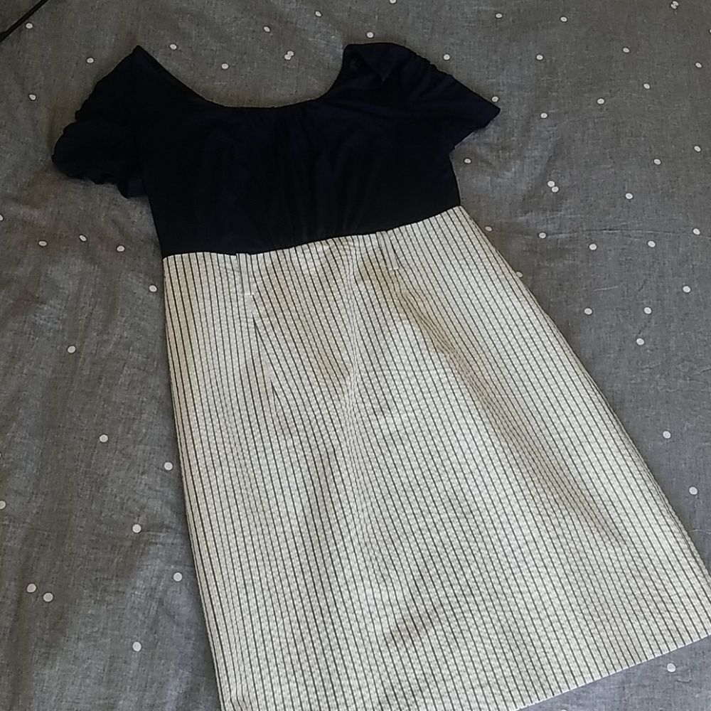 Navy and white dress
